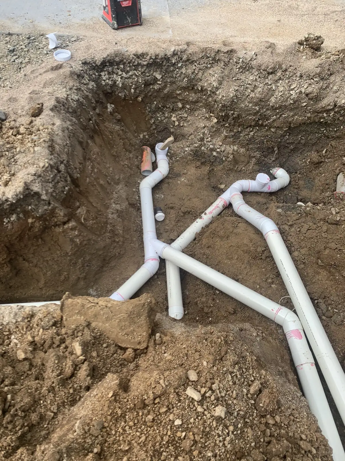New drain laid in an open trench
