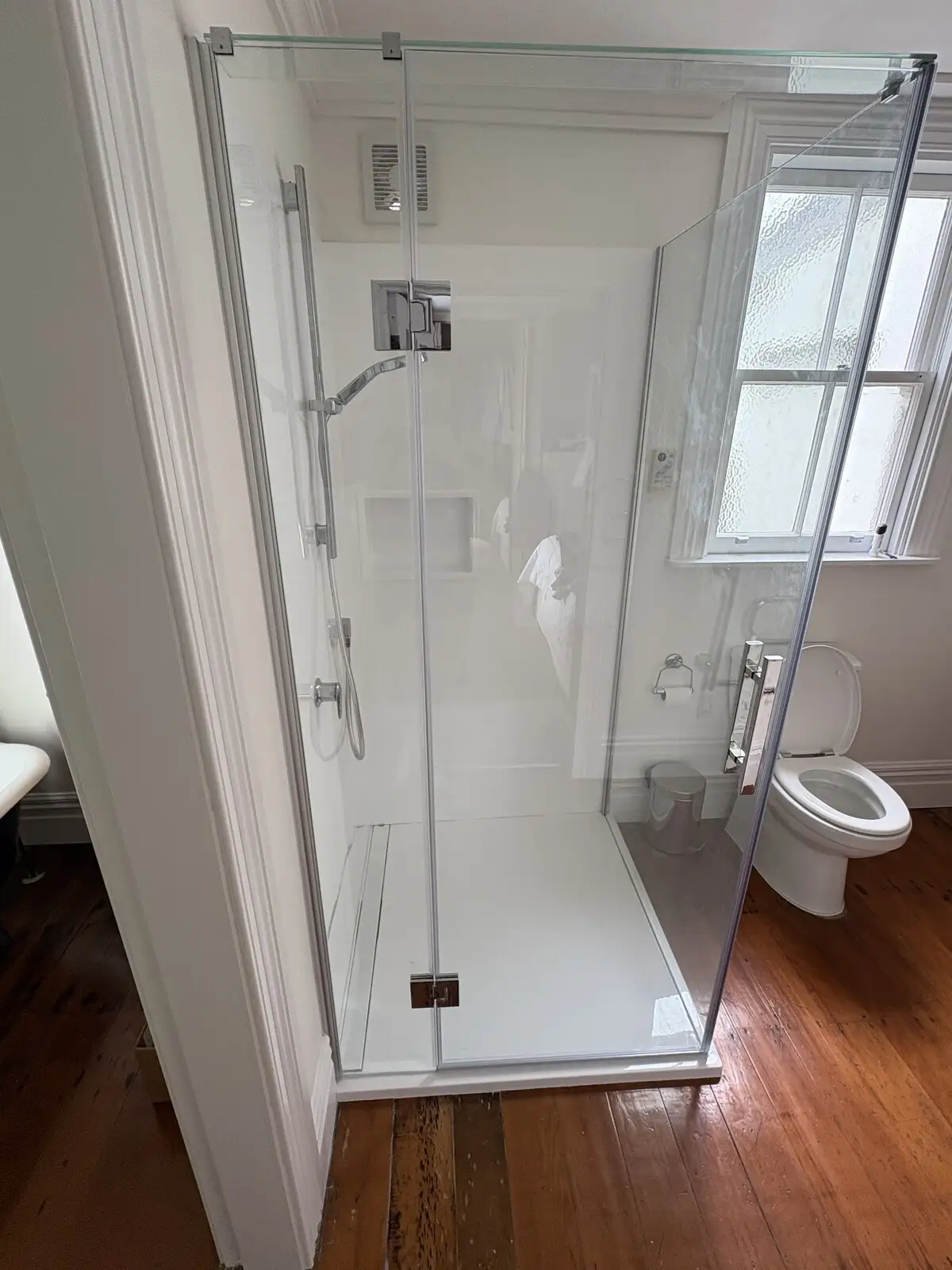 New frameless glass shower installed